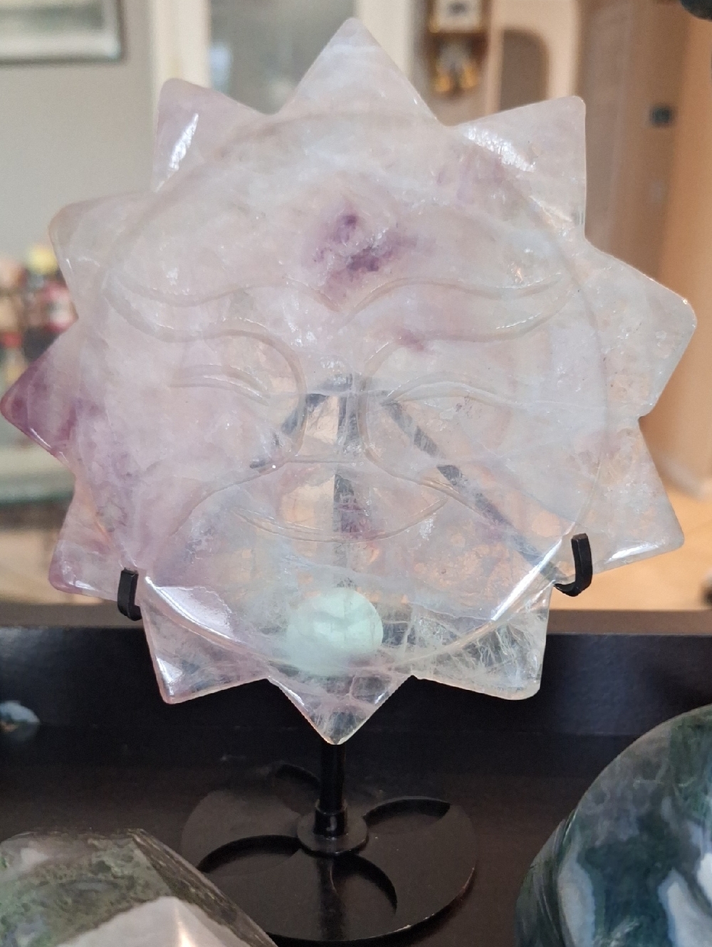 Rainbow Flourite Sun w/ Black Stand